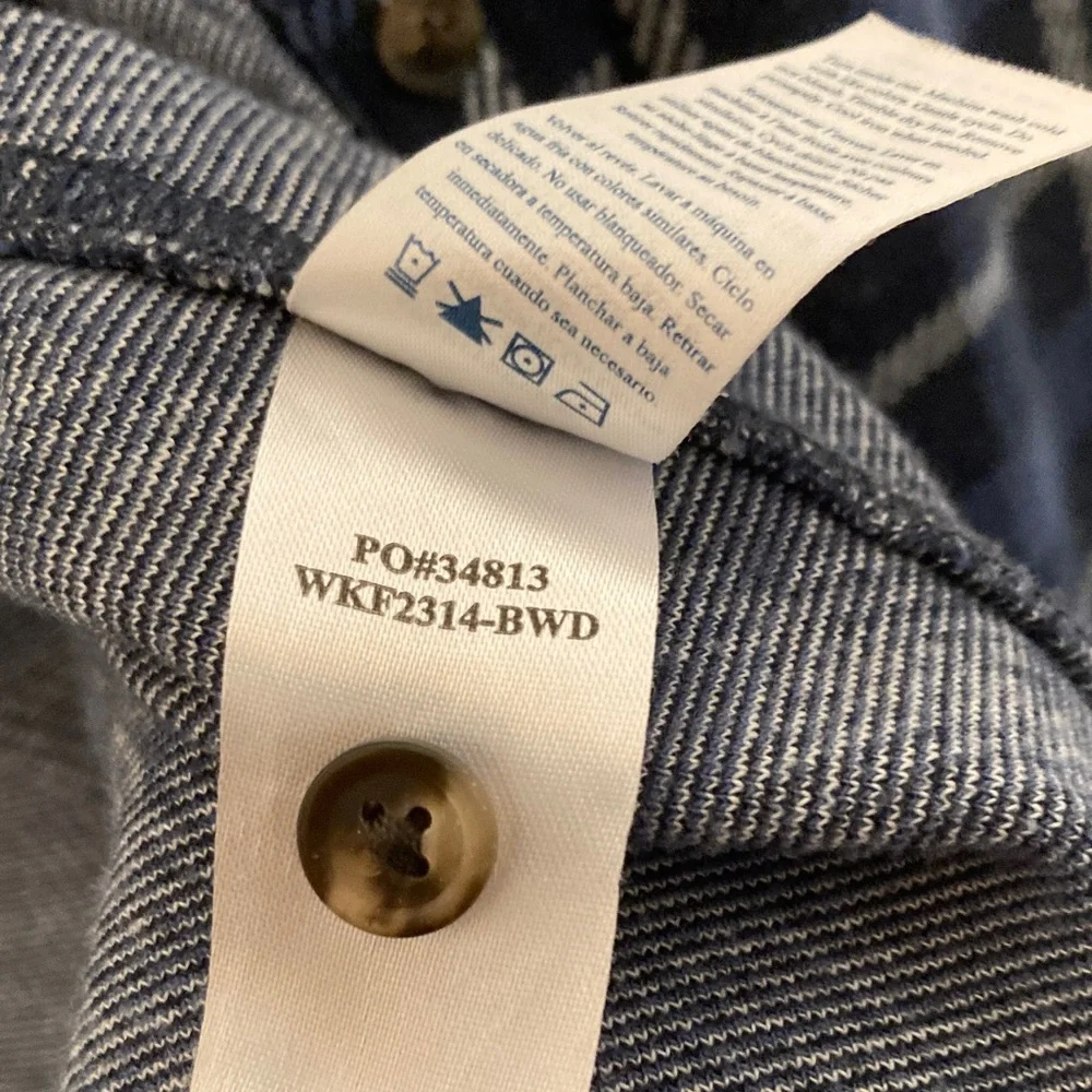 FAHERTY The Legend Sweater Shirt Large Navy Blue Winds Plaid Button Down - Picture 6 of 9